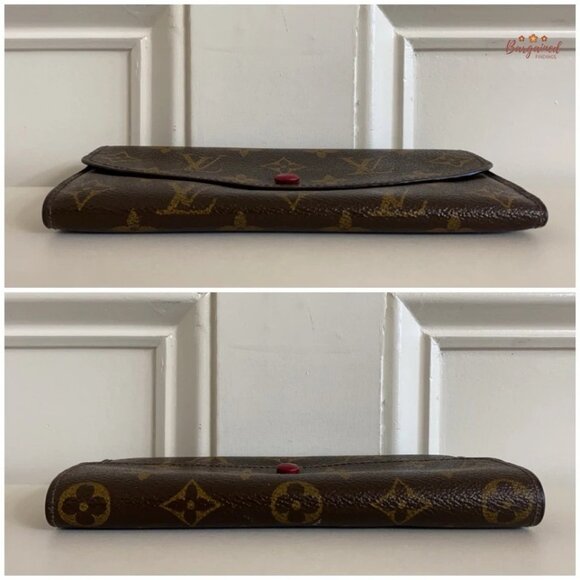 Authentic Louis Vuitton Monogram Canvas Leather Red Emilie Long Wallet CA2163 - Picture 5 of 13